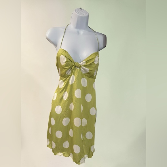 For Love & Lemons- Adira Mini Dress Green Polka Dot Mini Dress Size XL - Picture 7 of 8